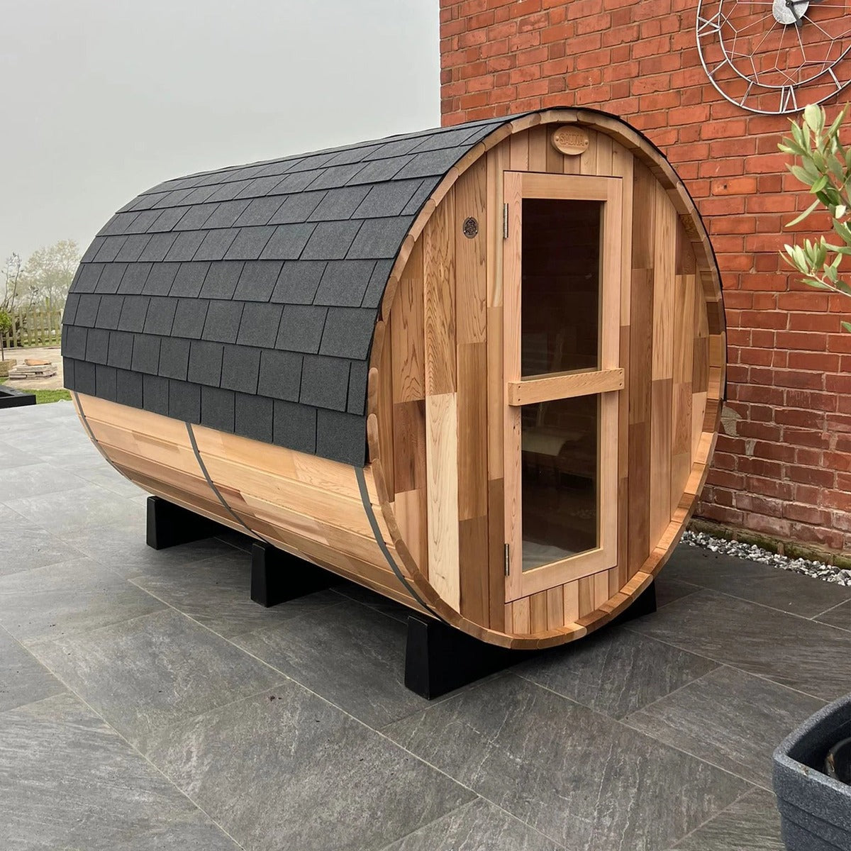 Vantage 2400 Barrel Sauna — 6 Person Outdoor Panoramic | Steam & Oak