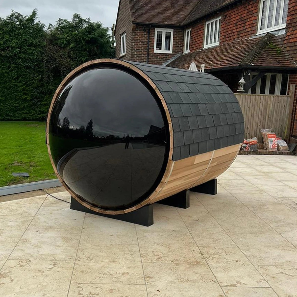 Vantage 2400 Barrel Sauna — 6 Person Outdoor Panoramic | Steam & Oak