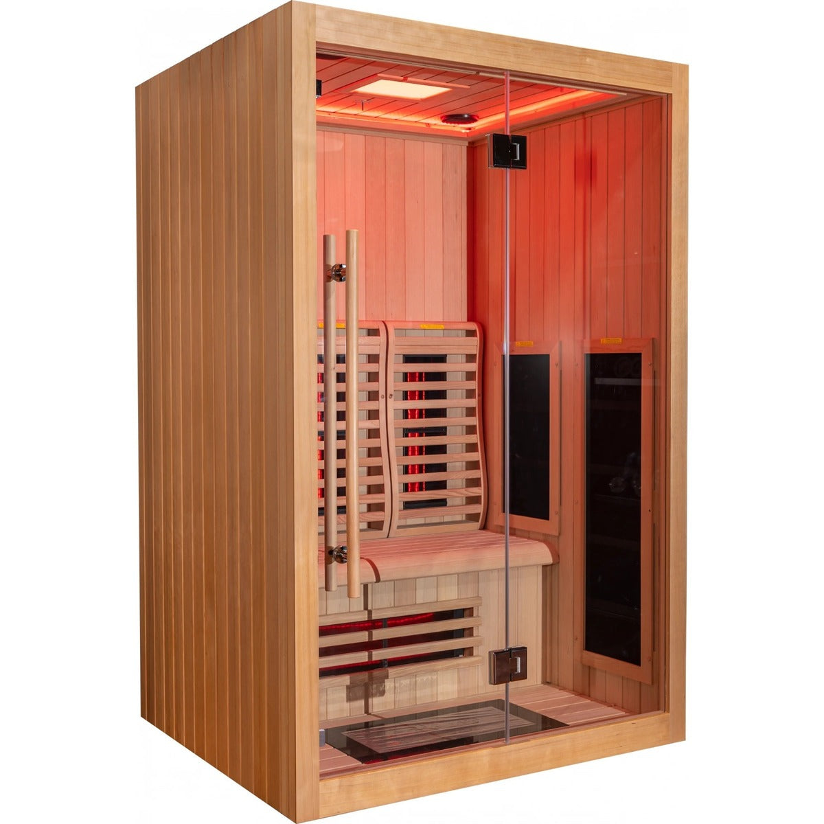 Angled exterior view of Retreat infrared sauna cabin (SRA200).
