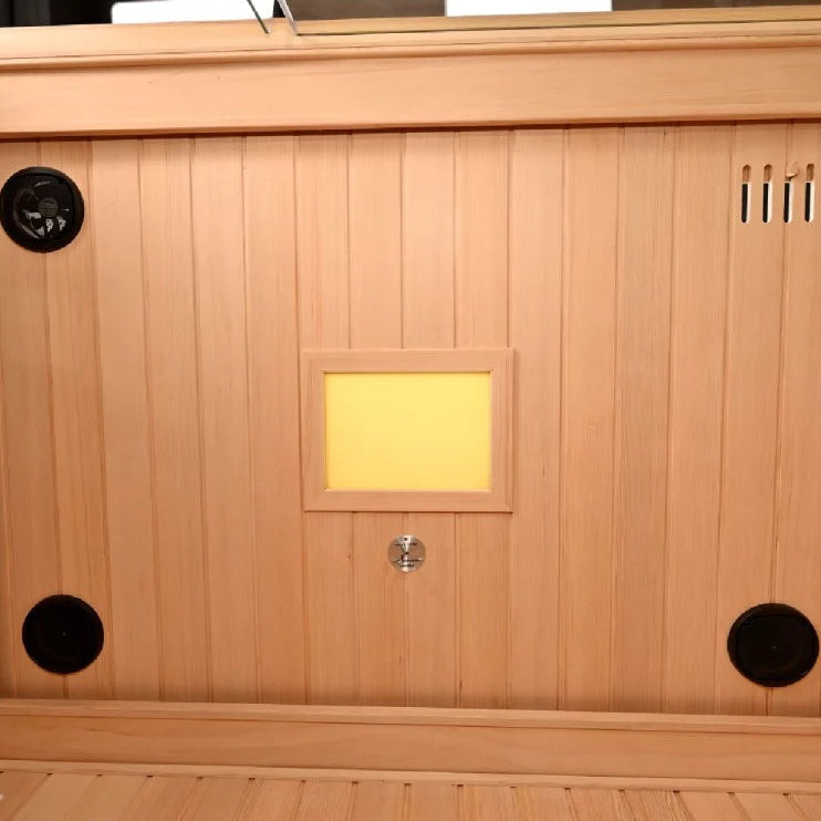 Interior front wall view inside Retreat infrared sauna (SRA200).